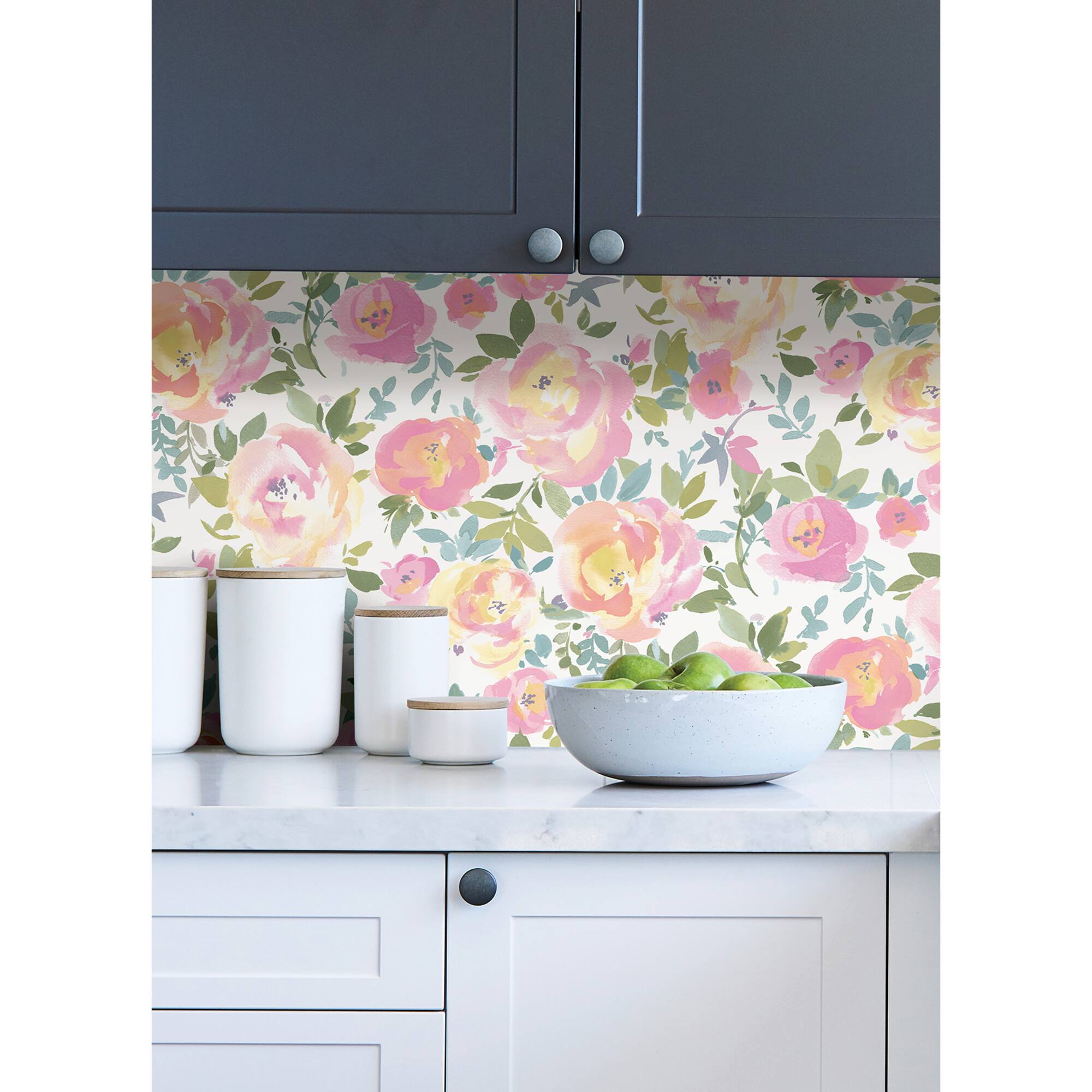 NuWallpaper Pink Gracelyn Flower Peel & Stick Wallpaper